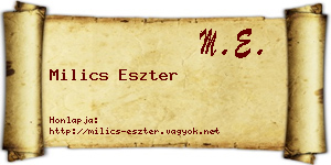 Milics Eszter névjegykártya